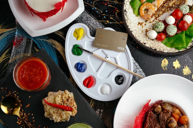 selection of dishes on table